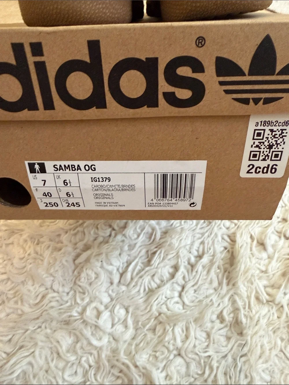 adidas samba OG ‘Cardboard’ color Mesh & Suede Sneakers with White Stripes - Picture 12 of 13